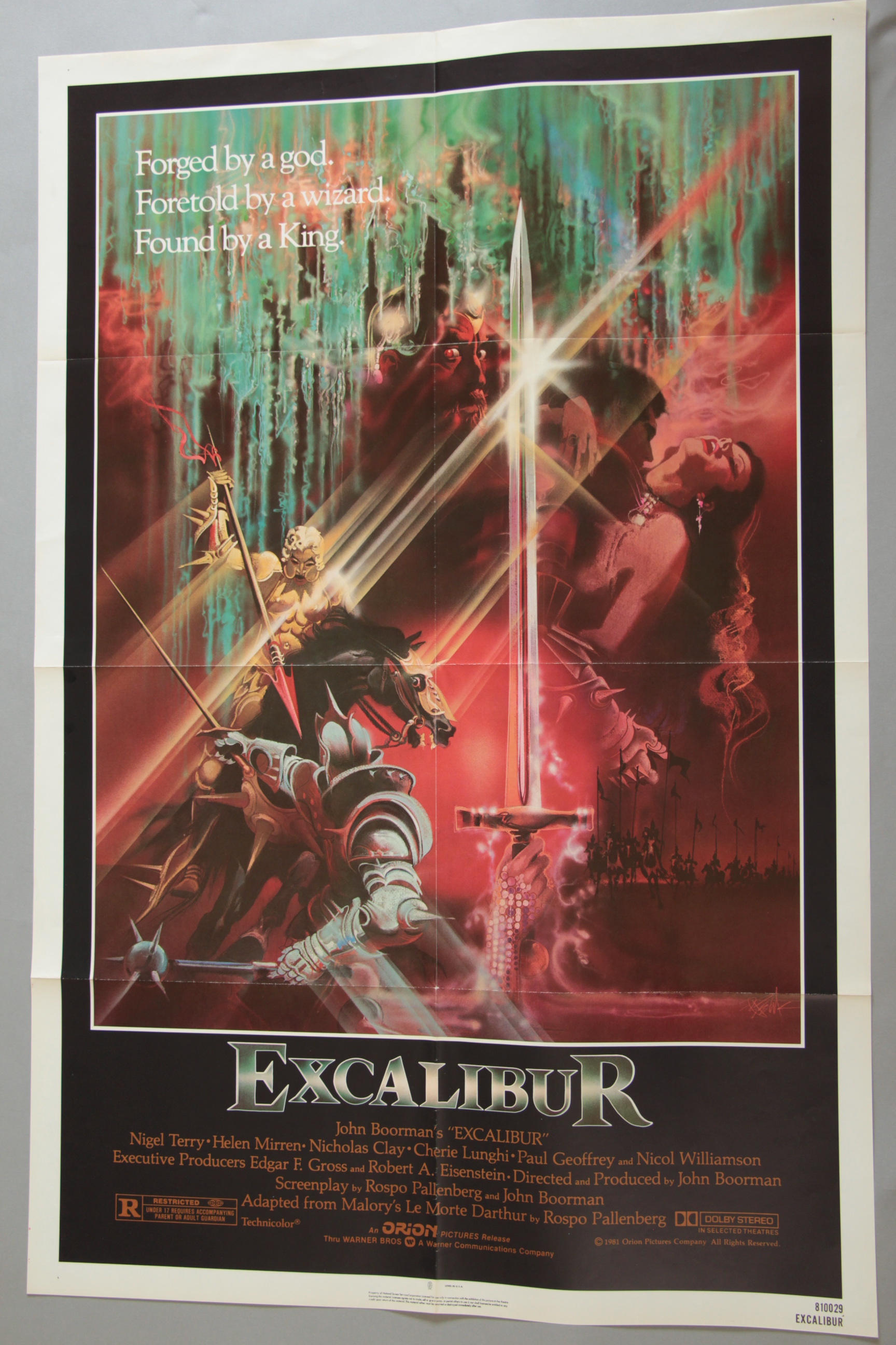 "Excalibur" folded US One Sheet film poster from 1981 featuring Bob Peak artwork with unusual - Image 3 of 4
