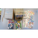 2 boxes of comics inc Doctor Who, Venom no 1 etc, What if? comics nos 1 to 47 with gaps etc.