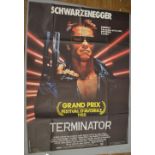Six folded vintage film posters including- Large French Terminator,