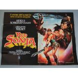 Six British Quad Film Posters including- Red Sonja, Weird Science, The Sword and the Sorceror,