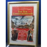 "The Ten Commandments" framed linen backed US one sheet (27 x 41 inch) from 1956 plus US window