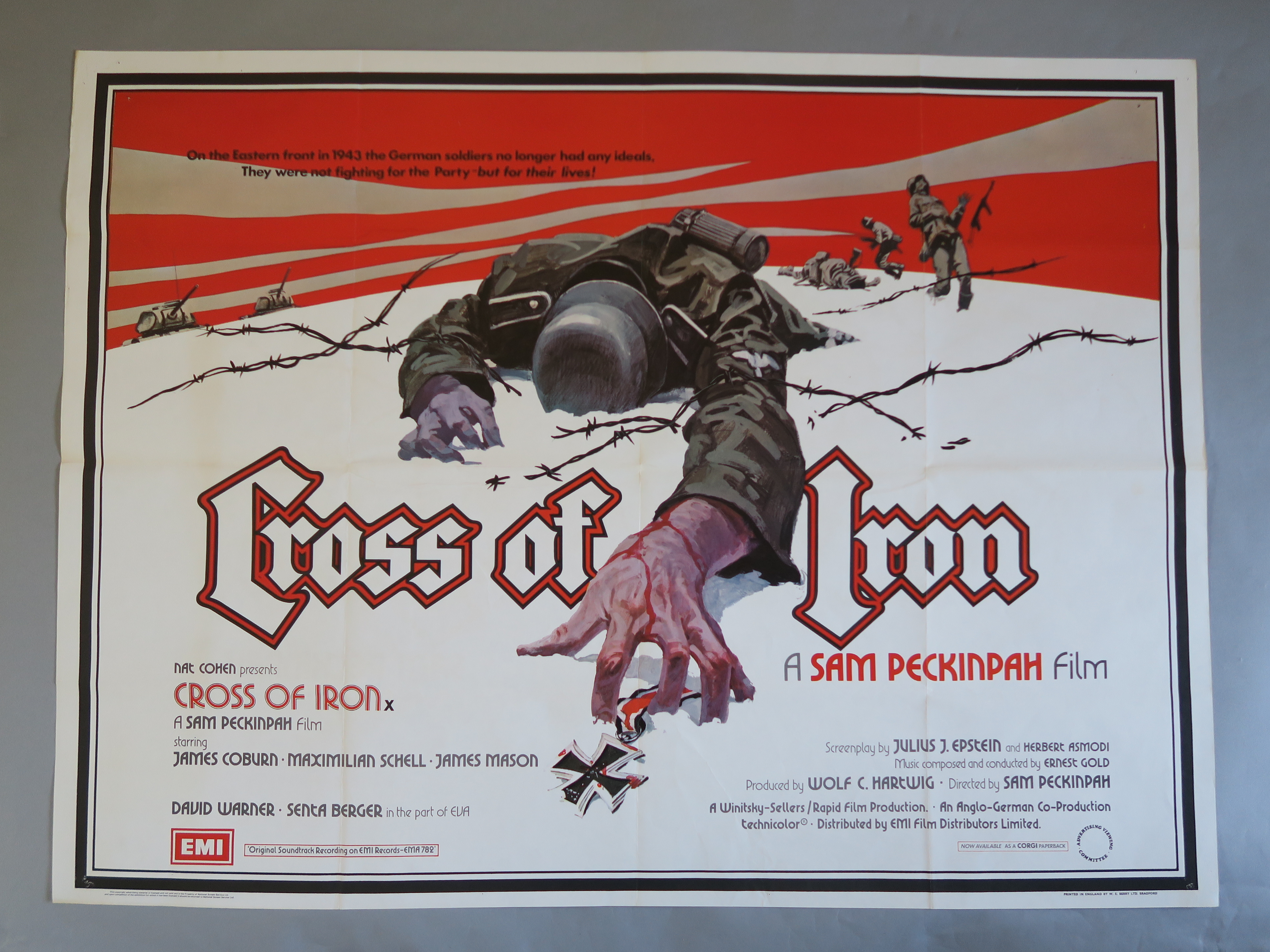 "Cross of Iron" UK Quad film poster from the World War 2 film directed by Sam Peckinpah in