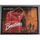 Breathless Original British Quad Film Poster starring Richard Gere with art by Eric Pulford.