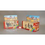 Britains Wild West plastic toy soldiers: 7403 4 Mounted Cowboys; 7410 6 Cavalry Dismounted.