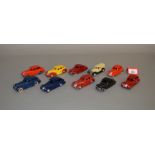 Nine unboxed, restored and repainted Dinky 39 Series cars, including Chrysler,