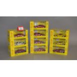 Ten boxed Bang (Italy) Ferrari 348 diecast model race cars in 1:43 scale.