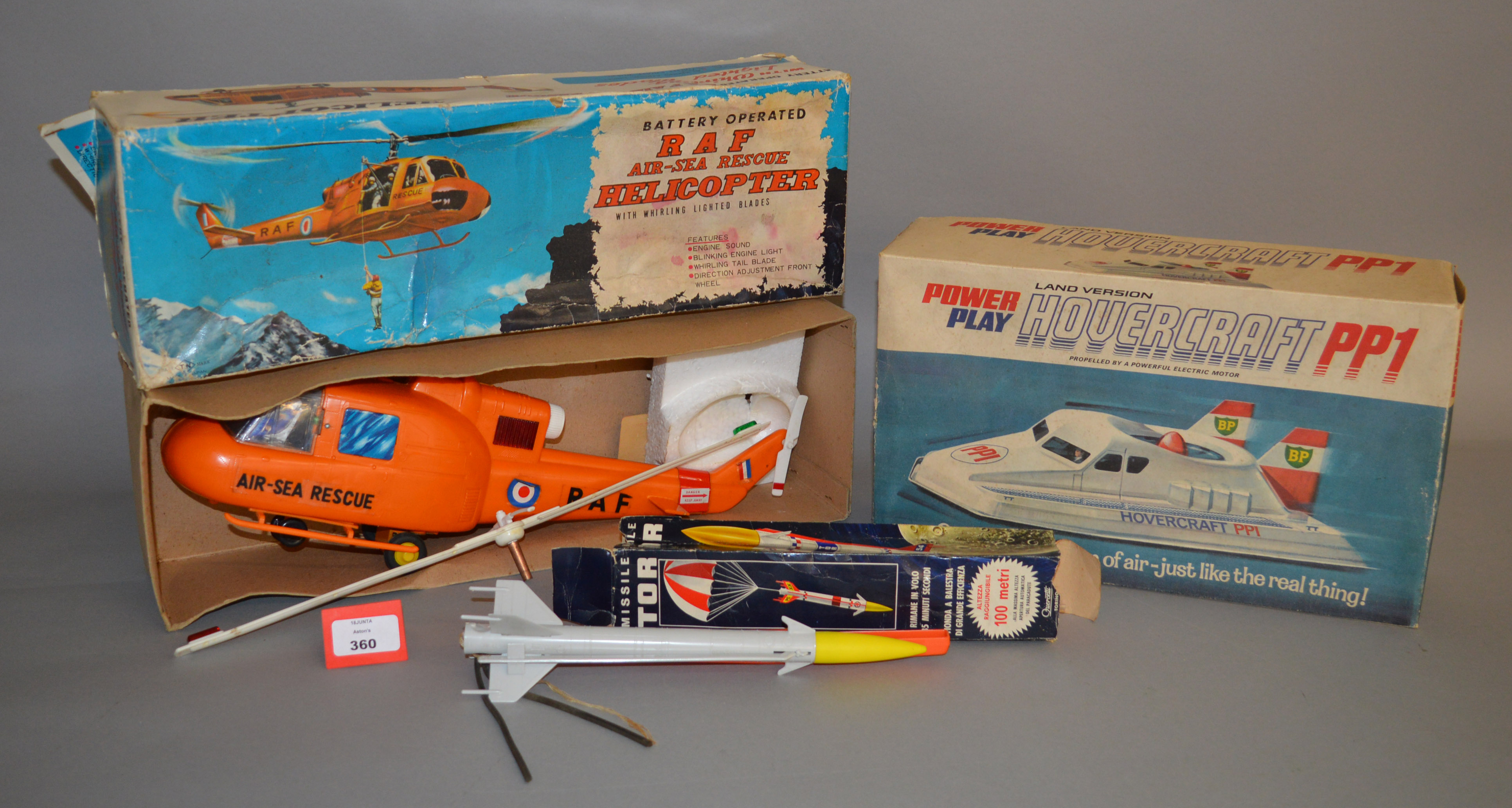 Mixed lot: Battery Operated RAF Air Sea Rescue Helicopter; Power Play Hovercraft PP1;