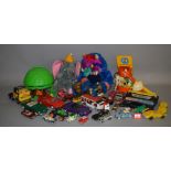 A mixed lot of toys: Micro Machines carry case containing vehicles; Matchbox Play Boot;