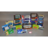 20 x diecast model buses, mostly 'Stratford Blue' and 'Walsall', by Britbus, EFE, Corgi,