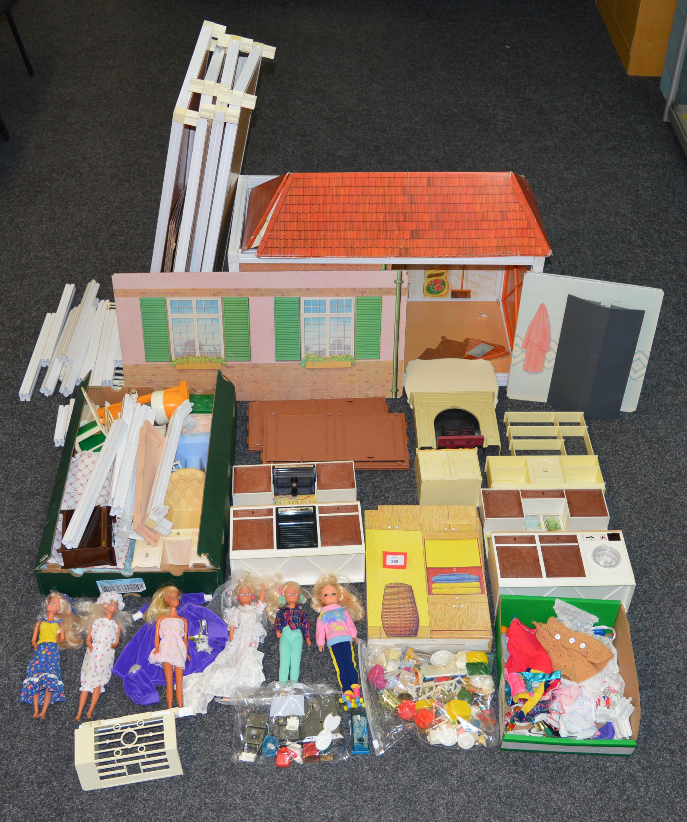 Pedigree Sindy: one Sindy doll; Sindy House, with plastic and cardboard parts,