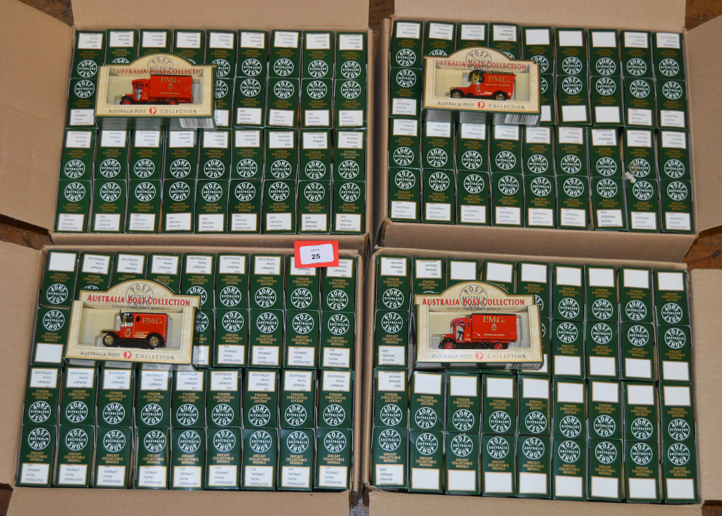 144 x assorted Lledo Australia Post diecast models, includes duplicates. Boxed and overall appear E.
