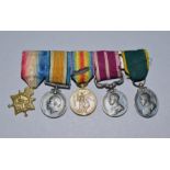 A set of five miniature World War I medals