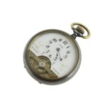 A Hebdomas ASTRA 8 day top-wind pocket watch, enamel dial is cracked,