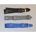3x HIRSCH leather watch straps, with buckles.