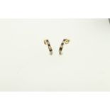 A pair of sapphire & diamond half hoop earrings,