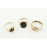 Three 9ct H/M gents rings, approx gross weight 17.