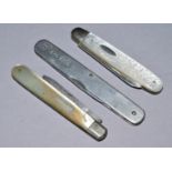 Three silver marked fruit knives