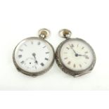 Two working silver cased fob watches