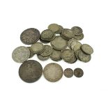 A quantity of pre 1920 British silver coins to include a crown, approx gross weight 44.