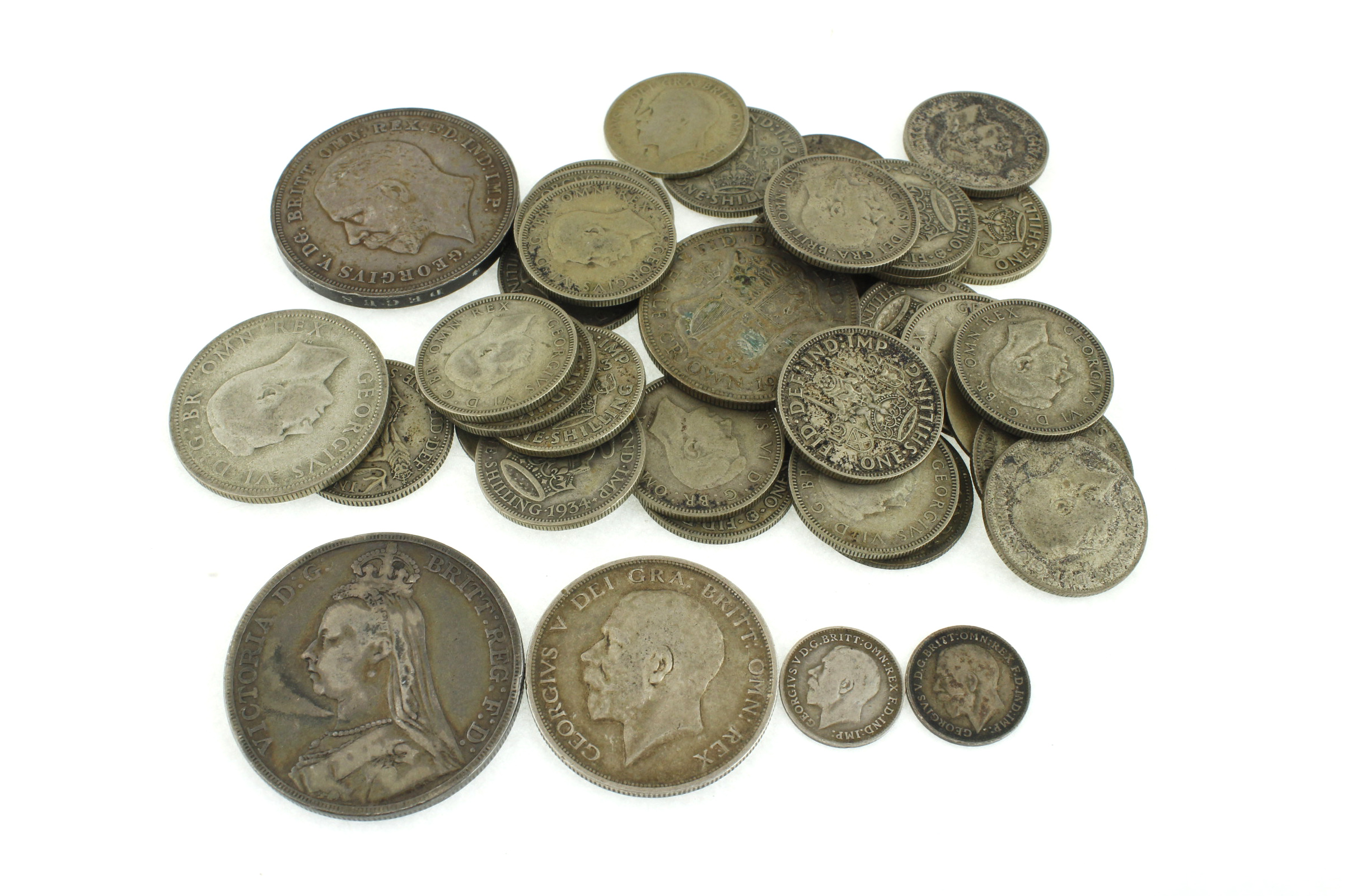 A quantity of pre 1920 British silver coins to include a crown, approx gross weight 44. - Image 2 of 2