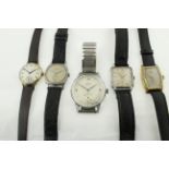 Five manual wind steel cased gents wristwatches to inc.a SYMA, HEFIK, etc., all working.