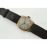 A 9ct H/M GROSVENOR gents wristwatch, circa 1930's, working manual-wind 15 jewel movement,