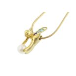 MASRIERA - An Art Nouveau style MASRIERA enamelled pearl set fairy pendant & chain,