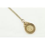 A 9ct cricket fob medal H/M Birmingham 1919, suspended by a chain (tested 9ct),