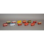 Twelve unboxed Lledo pre-production metal bus models,