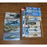 17 x plastic model kits, all military related (aircraft and tanks), by Academy,