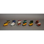 Twelve unboxed Lledo pre-production metal van models, various liveries including 'Zebra Polish',