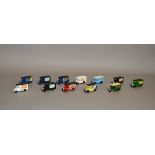 Twelve unboxed Lledo pre-production metal van models, various liveries including 'Good Year',