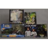 Five Hasbro Star Wars large size action figures: Princess Leia on Speeder Bike;