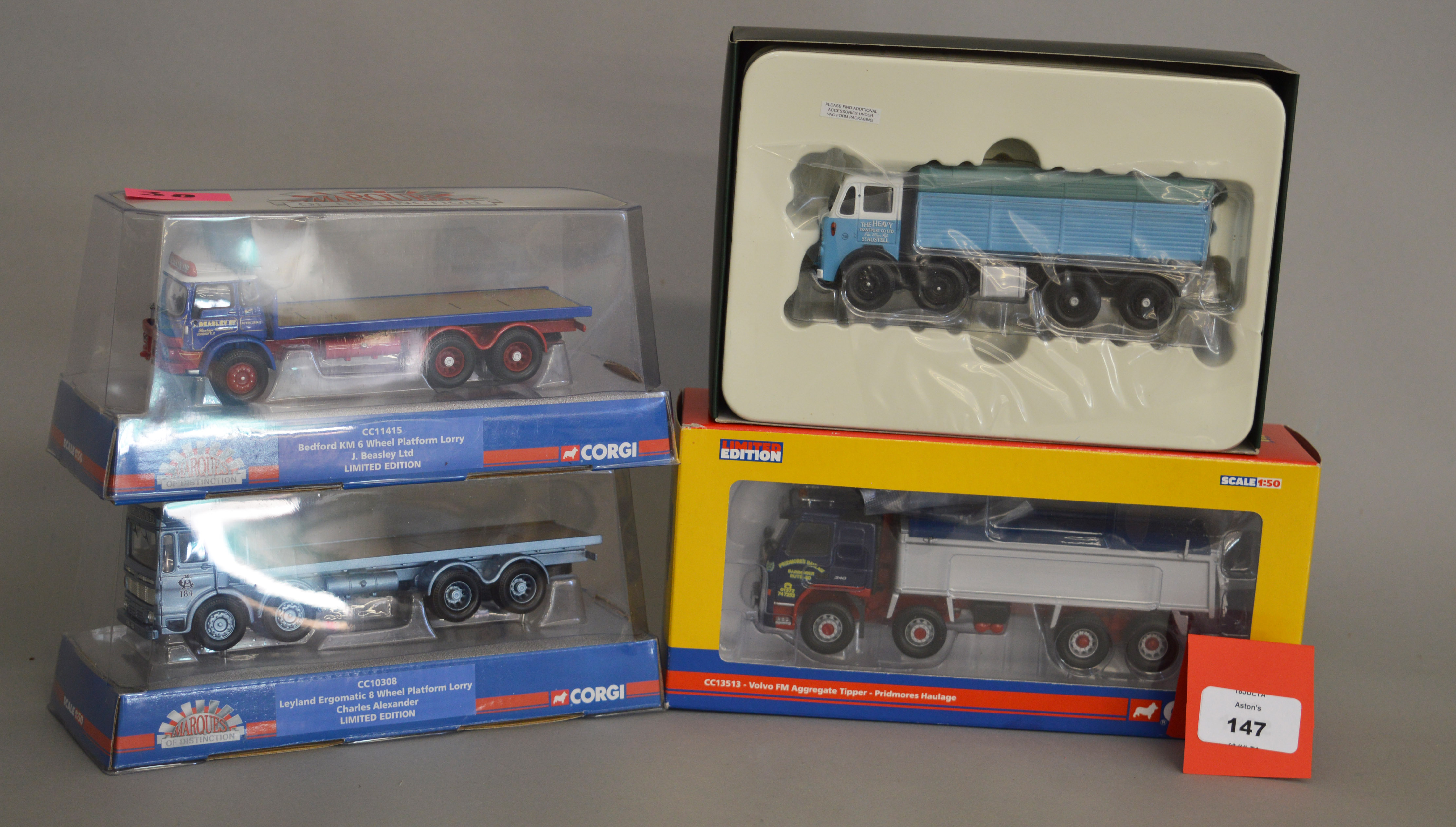 Four Corgi 1:50 scale diecast model Tippers and Marques of Distinction: CC10602 Premium Edition