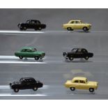 Six unboxed Lledo Pre-production prototype Vanguards Ford 100E Anglia resin car models,