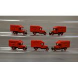 Six unboxed Lledo Pre-production prototype DG 52 001a 1935 Morris Parcel Van resin models in 'Royal