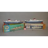 Two model boats: Triang Ocean Liner RMS Pretoria Castle, plastic clockwork model with key,