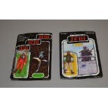 Two vintage Star Wars Return of the Jedi 3 3/4" action figures: Weequay,