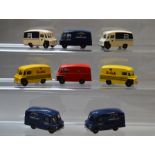 Seven unboxed Lledo Pre-production prototype DG71 1959 Morris LD150 resin van models,