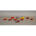 Nine unboxed Lledo pre-production metal and plastic Fire Engine models,
