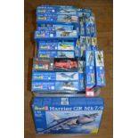23 x Revell plastic model kits, mostly military aircraft, but includes one car,