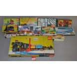 A boxed Lego D182 Train Set together with other boxed Lego railway related items including C146