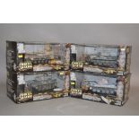 Four Unimax Forces of Valor 1:32 scale diecast model tanks, all Russian and Iranian. E and boxed.