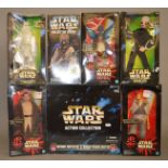 Seven Hasbro Star Wars Action Collection and Collector Series large size action figures,