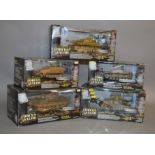 Five Unimax Forces of Valor 1:32 scale diecast model tanks, all German models. E and boxed.