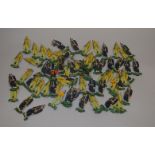 Quantity of tinplate flat toy soldier game figures, possibly by Marx. Unboxed, G.