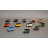 Twelve unboxed Lledo pre-production metal and plastic DG6 Model T Ford Van models,