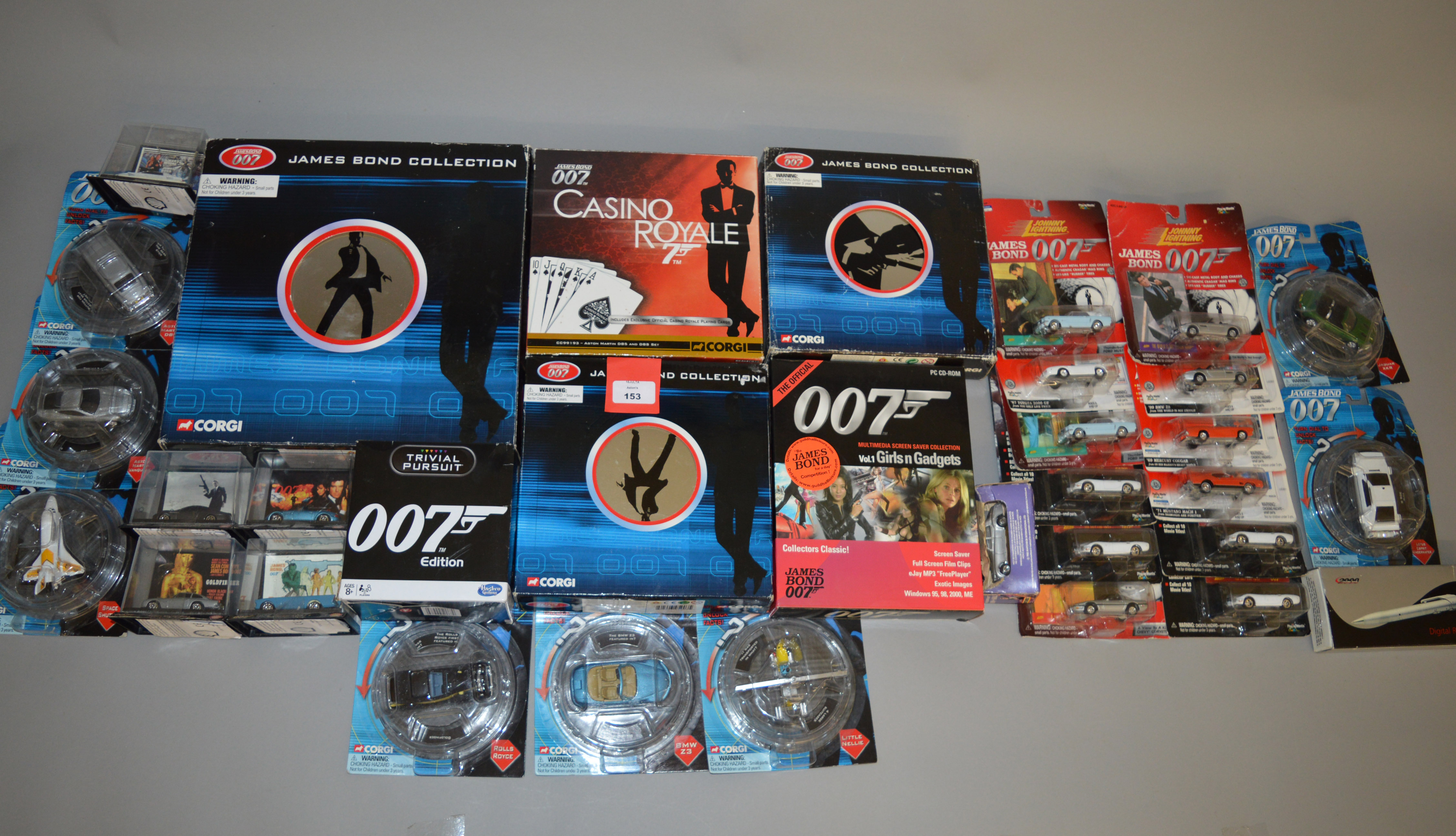A good quantity of James Bond related diecast models, by Corgi, Johnny Lightning and others.