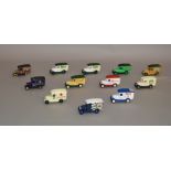 Twelve unboxed Lledo pre-production metal and plastic DG21 Chevrolet Van models,