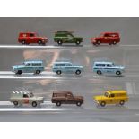 Six unboxed Lledo pre-production prototype Vanguards Ford Anglia Van resin models, 3 x 'Hotpoint',